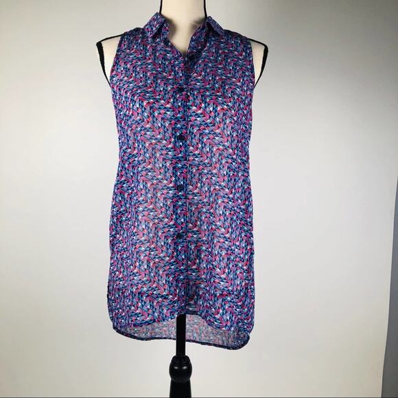 Candies Geometric sleeveless sheer  Blouse Small - Picture 1 of 7